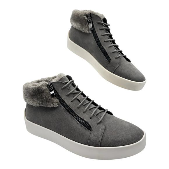 Russel Park Other - Russel Park Oliver Faux Fur-Trim Suede Grey High Top Sneakers Boots Men’s 10